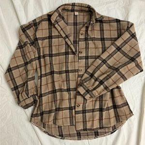 vintage brown fleece flannel jacket/top